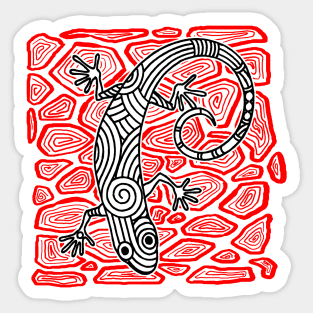 Gecko Lizard Ink Tattoo Red and Black Sticker